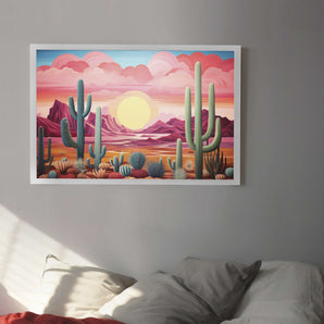 Cactus in Desert Wall Art Framed Print