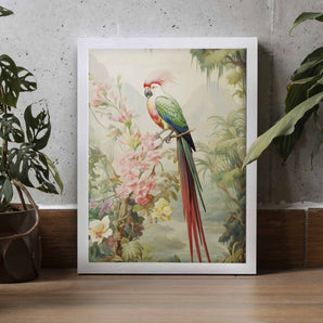 Bird and Tropical Scene Wall Art Framed Print
