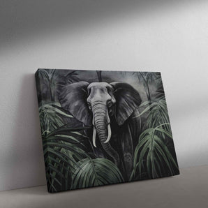 Elephant in Jungle Wall Art Canvas Wrap