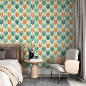 Arranged Flower and Leaf Pattern Designer Wallpaper