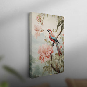 Bird and Flower Wall Art Canvas Wrap