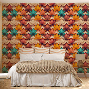 Colorful Floral Pattern Designer Wallpaper