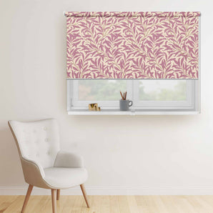 Pink Leaves Pattern Printed Curtain (Block out Style)