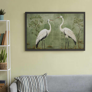 Cranes and Plant Wall Art Framed Print