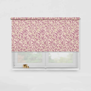 Pink Leaves Pattern Printed Curtain (Block out Style)