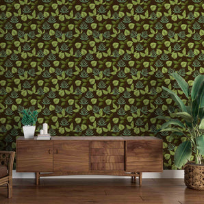 Tropical Plants Pattern Designer Wallpaper