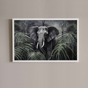 Elephant in Jungle Wall Art Framed Print