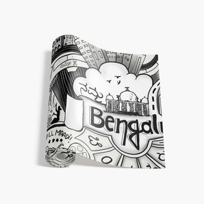 Banglore Theme Doodle Art Designer Mural Wallpaper