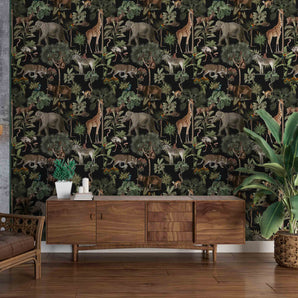 Forest and Animal Pattern Designer Wallpaper