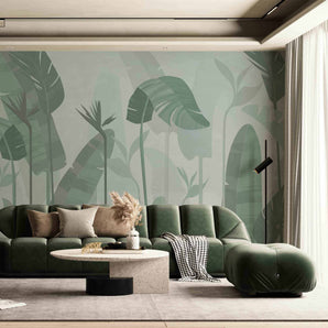 Green Tropical Illustration Designer Mural Wallpaper